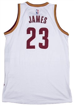 2014-15 LeBron James Game Used Cleveland Cavaliers White Jersey Worn On 11/7/14 At Denver - First Season Back In Cleveland! Photo Matched (MeiGray)